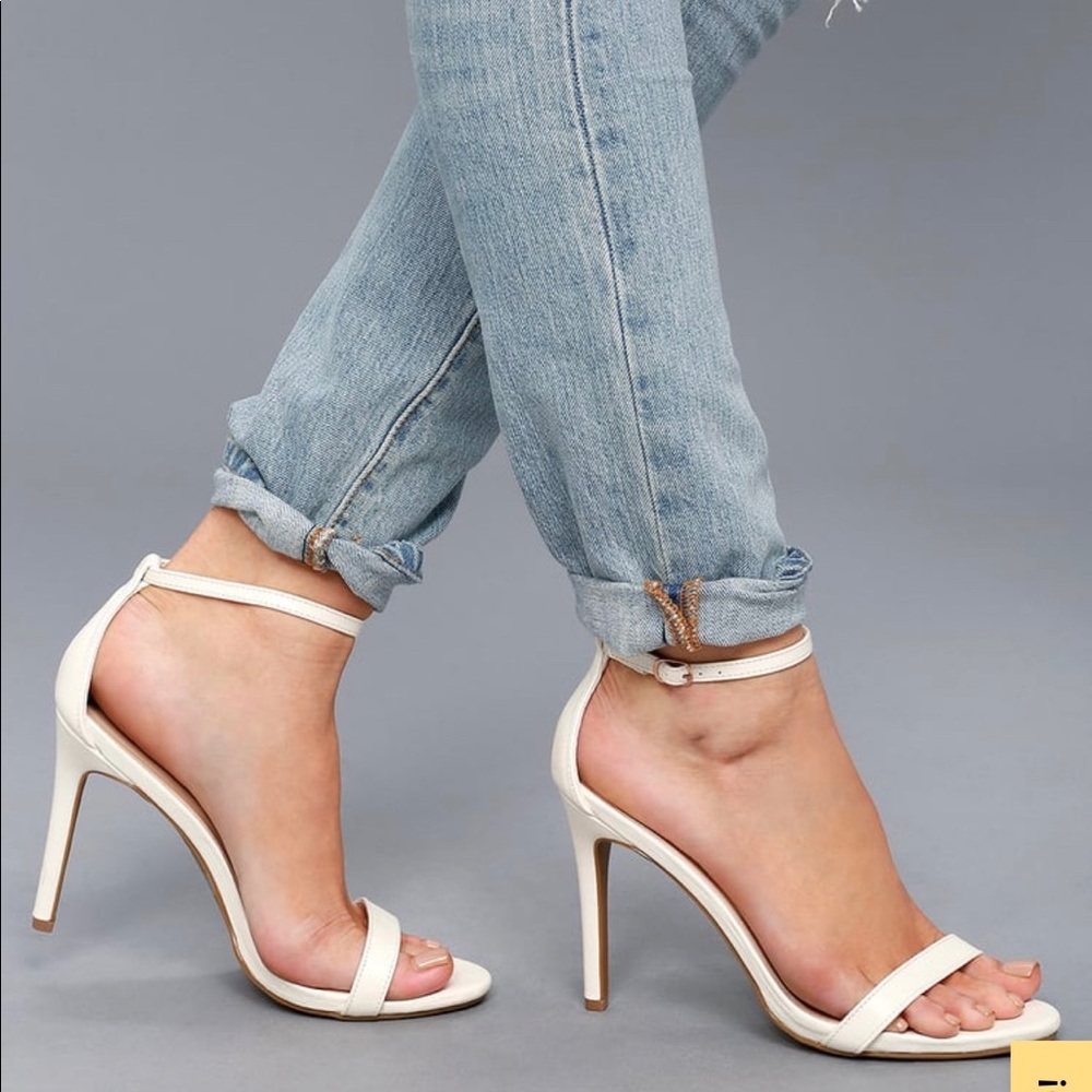 Loveliness White Ankle Strap Heels 🤍
